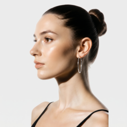 9ct White Gold 30mm Square Hoops