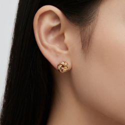 9c Yellow Gold Knot Stud Earrings