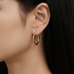 9ct Yellow Gold 15mm square profile Hoops 2mm wide