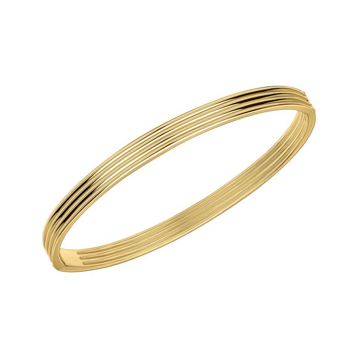 Ridged Hinged Bangle gold plated