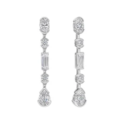 Elongated Half Bezel Drop Earrings