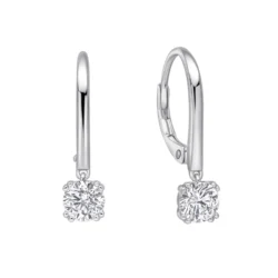 Double Claw Solitaire French Hook Earrings
