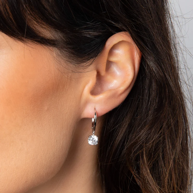 Double Claw Solitaire French Hook Earrings - Image 3