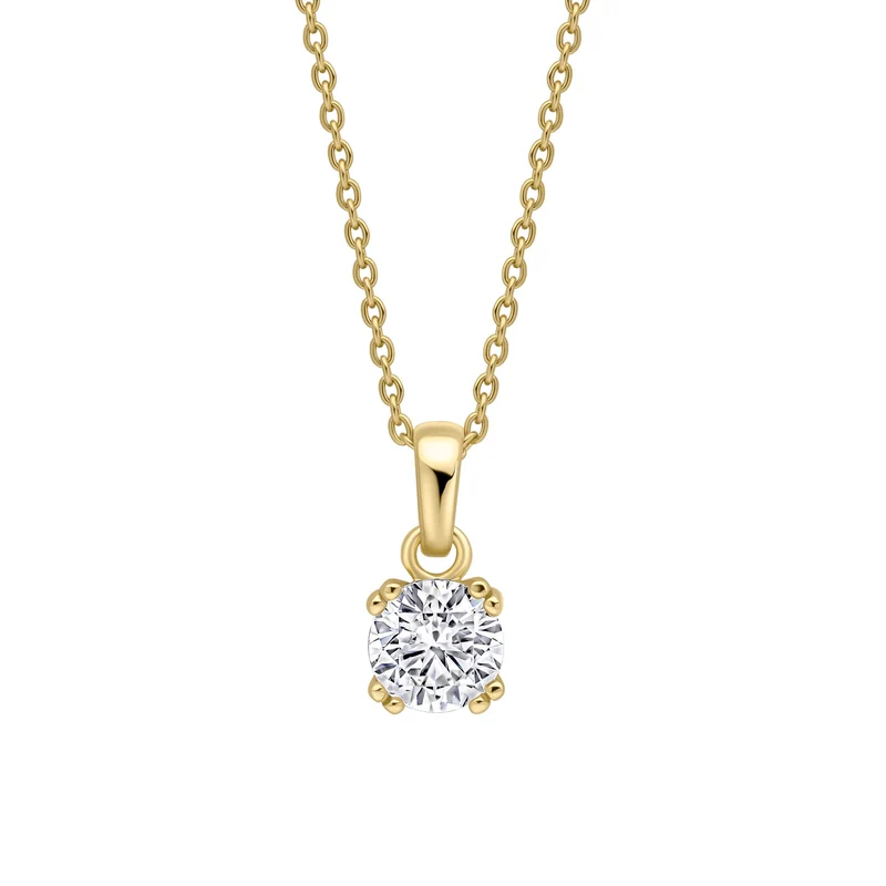 Diamonfire | Double Claw Solitaire Pendant - Gold Plate