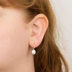 Keshi Pearl Earrings with Diamond Set Hook