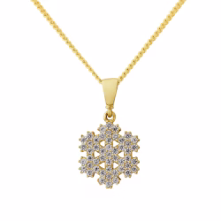 9ct Yellow Gold Snowflake Pendant