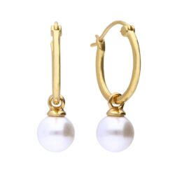 Assembled Hoop Earrings With Shell Pearl In Yellow Gold Plating