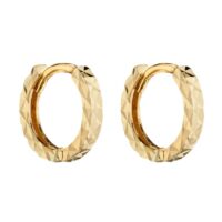Diamond Cut Yellow Gold Hoops