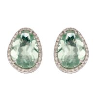 Green Fluorite And Diamond Earrings On White Gold (GE2341G)
