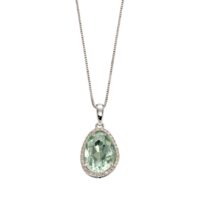 Green Fluorite Diamond Pendant