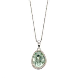Green Fluorite Diamond Pendant