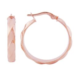 9ct Rose Gold Twisted Round Hoops