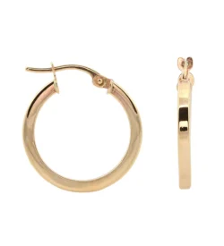 9ct Yellow Gold 15mm square profile Hoops 2mm wide
