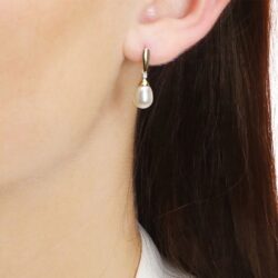 Freshwater Pearl and Diamond Drop Earrings