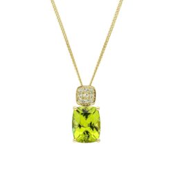 Cushion Cut and Cluster Peridot Pendant in 9ct Gold