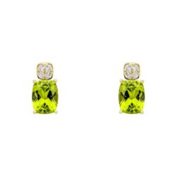 9ct Yellow Gold Facetted Cushion  Sapphire Cluster Stud Earrings