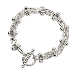 Mexican Style Ball and Bar Silver Bracelet