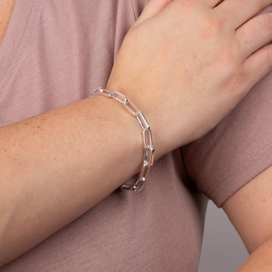 Long Link Charm Carrier Chain Bracelet (B5392)