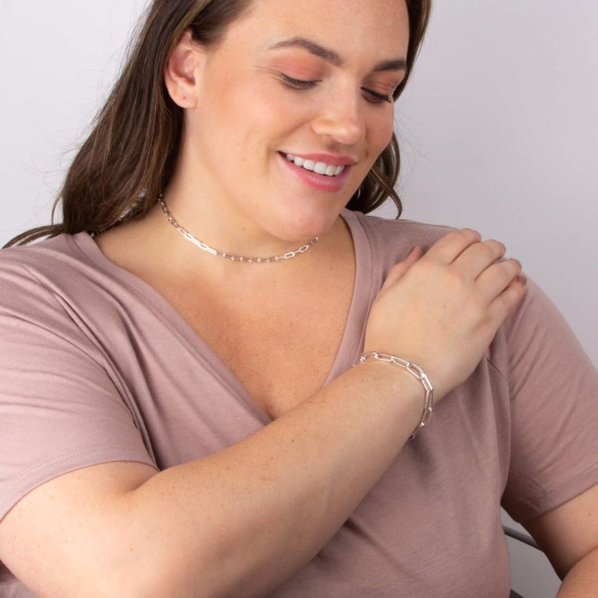 Long Link Charm Carrier Chain Bracelet (B5392)