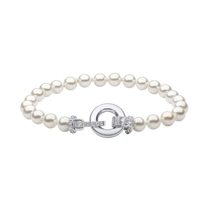 Diamonfire Shell Pearl Bracelet with Zirconia Feature Clasp