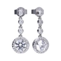 Round Earrings Silver With White Diamonfire Zirconia And PAVÉ Setting