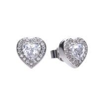Heart Pave Set Stud Earrings With Diamonfire Cubic Zirconia