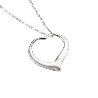 Large Silver Slip-on heart pendant with 18" chain