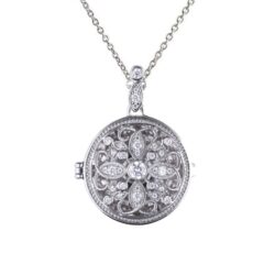 Round Medallion Filigree Locket With Diamonfire Zirconia