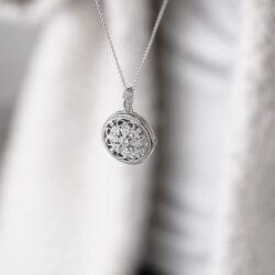 Round Medallion Filigree Locket With Diamonfire Zirconia