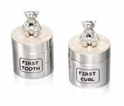 Silver Plated Tooth Box And Curl Box